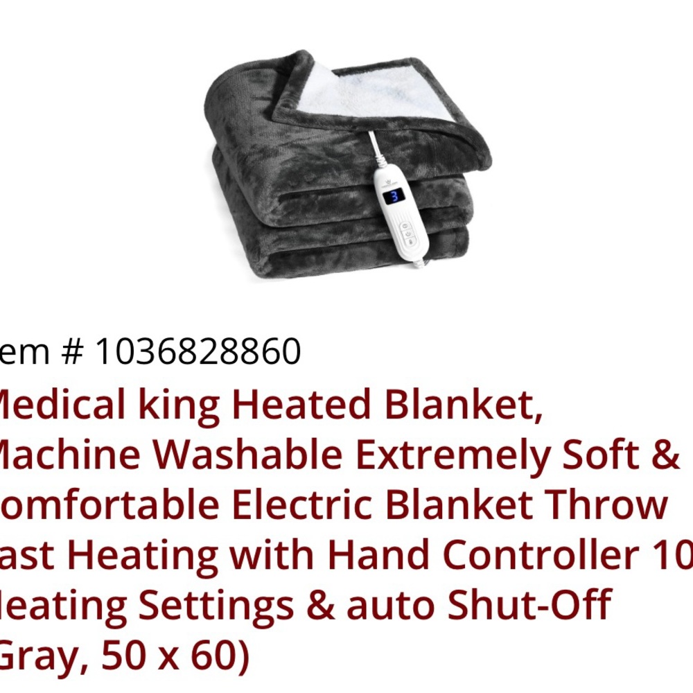 Gray Plush Heated Throw Blanket with Textured Surface